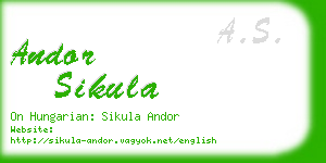 andor sikula business card
